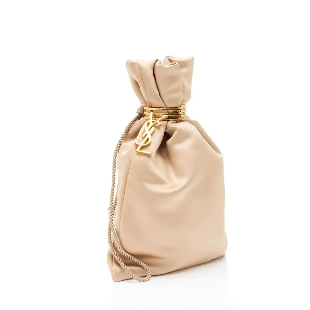 Saint Laurent Satin Logo Evening Pouch - Picture 2 of 12